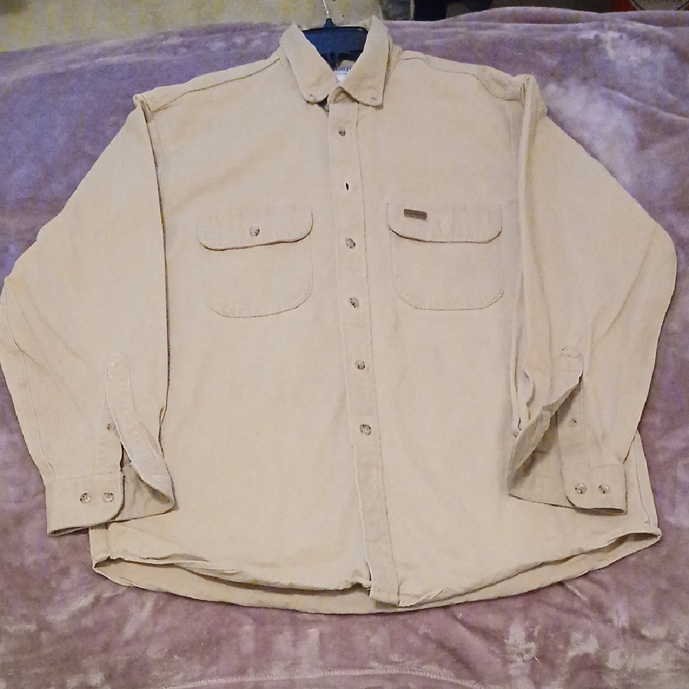 Carhartt Tan Long Sleeve Button-up Shirt Men's Large